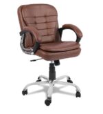 KRISHTHA Adjustable Lumbar Support Office Chair with Armrests - Brown