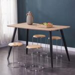 Stainless Steel Kitchen Counter Stool with Wooden Seat