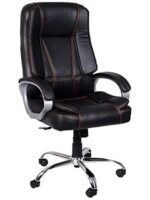 KRISHTHA Director's Chair - High Back, Revolving, with Lumbar Support - BlackKRISHTHA High Back Office Chair – Premium Leather Executive Chair (Black)
