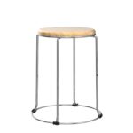Stainless Steel Kitchen Counter Stool with Wooden Seat