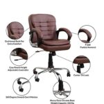 KRISHTHA Adjustable Lumbar Support Office Chair with Armrests - Brown
