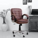KRISHTHA Adjustable Lumbar Support Office Chair with Armrests - Brown