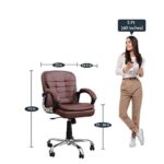 KRISHTHA Adjustable Lumbar Support Office Chair with Armrests - Brown