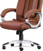 KRISHTHA Executive Leather Office Chair with Adjustable Headrest and Lumbar Support, brown (Ergonomic)