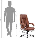 KRISHTHA Executive Leather Office Chair with Adjustable Headrest and Lumbar Support, brown (Ergonomic)