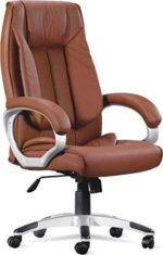 KRISHTHA Executive Leather Office Chair with Adjustable Headrest and Lumbar Support, brown (Ergonomic)