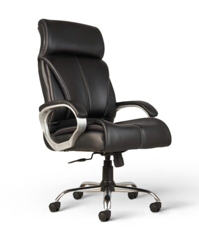 KRISHTHA High Back Executive Revolving Office Chair | Director | Boss with Armrests and Lumbar Support, Black Leather KRISHTHA High Back Executive Revolving Office Chair | Director & Boss Chair | Black Leather