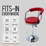 Adjustable Revolving Bar Stool with Armrest – red