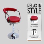 Adjustable Revolving Bar Stool with Armrest – red