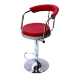 Adjustable Revolving Bar Stool with Armrest – red