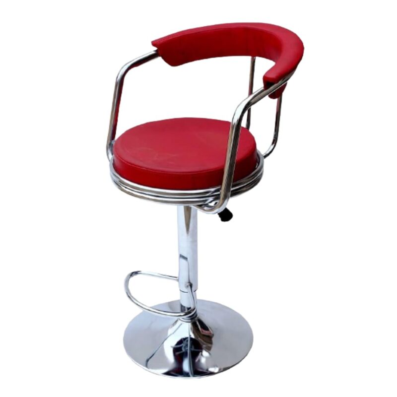 Adjustable Revolving Bar Stool with Armrest – red