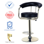 Adjustable Revolving Bar Stool with Armrest - Black