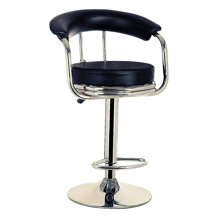 Adjustable Revolving Bar Stool with Armrest - Black