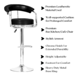 Adjustable Revolving Bar Stool with Armrest - Black
