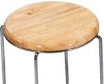 Stainless Steel Kitchen Counter Stool with Wooden Seat
