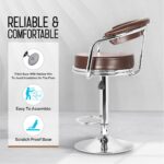 Adjustable Revolving Bar Stool with Armrest - Brown
