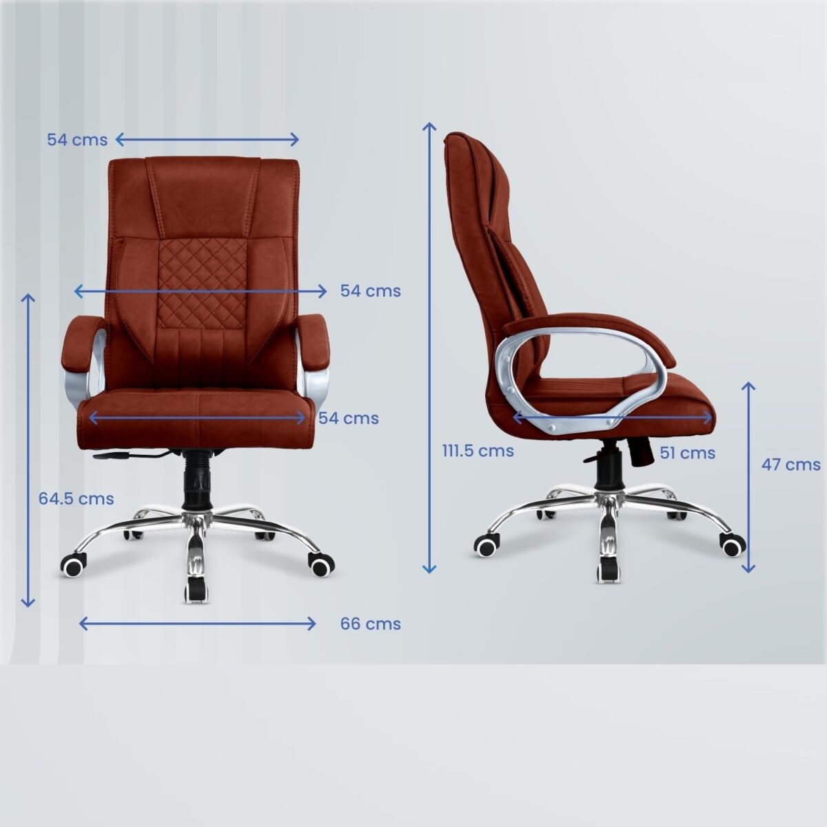 KRISHTHA Office Chair with Armrests and Lumbar Support, Adjustable Height, Swivel, Brown