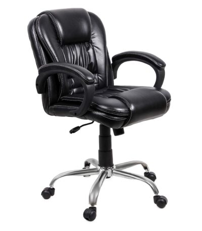 KRISHTHA Mid back Executive Leather Office Chair with Adjustable Headrest and Lumbar Support, Black (Conference)