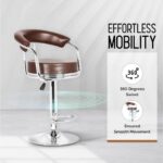 Adjustable Revolving Bar Stool with Armrest - Brown