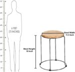 Stainless Steel Kitchen Counter Stool with Wooden Seat