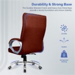 KRISHTHA Office Chair with Armrests and Lumbar Support, Adjustable Height, Swivel, Brown