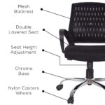 Mesh Mid Back Ergonomic Office Chair 898m – Black
