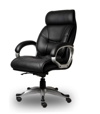 KRISHTHA Executive Leather Office Chair with Adjustable Headrest and Lumbar Support, Black (Ergonomic High Back)