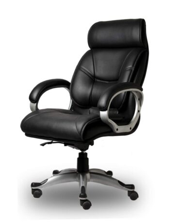 KRISHTHA Executive Leather Office Chair with Adjustable Headrest and Lumbar Support, Black (Ergonomic High Back)