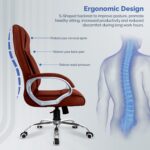 KRISHTHA Office Chair with Armrests and Lumbar Support, Adjustable Height, Swivel, Brown