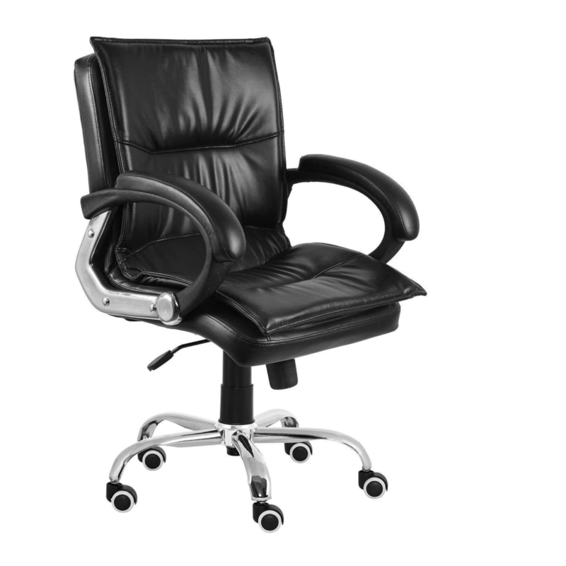KRISHTHA Executive Leather Office Chair Ergonomic Mid Back, Black Ergonomic Executive Office Chair