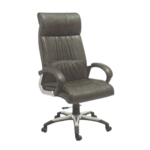 Experience premium comfort with the Krishtha Brown High Back Executive Chair featuring leather upholstery, adjustable height, and a sturdy mild steel frame. Ideal for office use.