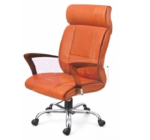 Shop the Krishtha STC019 brown leather ergonomic office chair with fixed arms, swivel rotation, and stainless steel base. Perfect for professional office use. Made in India.