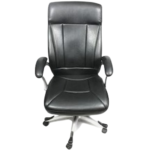 Krishtha Corporate Visitor Chair with PU Leather Krishtha STC1042 Premium Leather Office Chair – Black