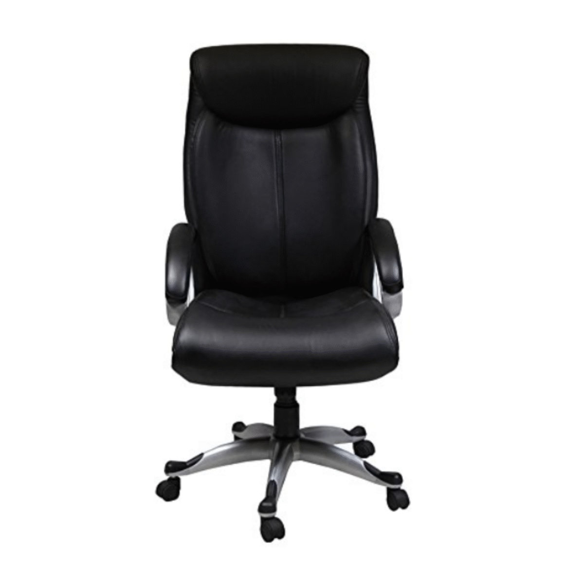 Krishtha Adjustable Home Desk Chair Krishtha Black Leather Swivel Office Chair with Adjustable Height – Solid Back
