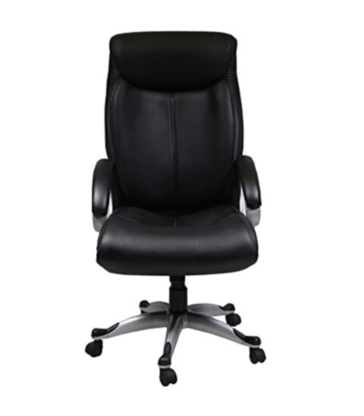 Krishtha Adjustable Home Desk Chair Krishtha Black Leather Swivel Office Chair with Adjustable Height – Solid Back