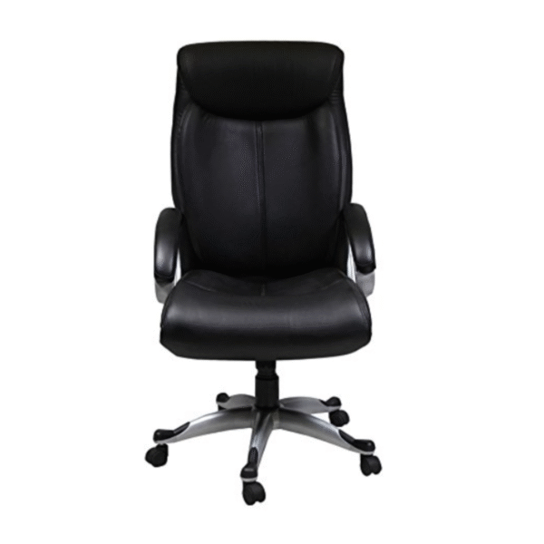 Krishtha Adjustable Home Desk Chair Krishtha Black Leather Swivel Office Chair with Adjustable Height – Solid Back