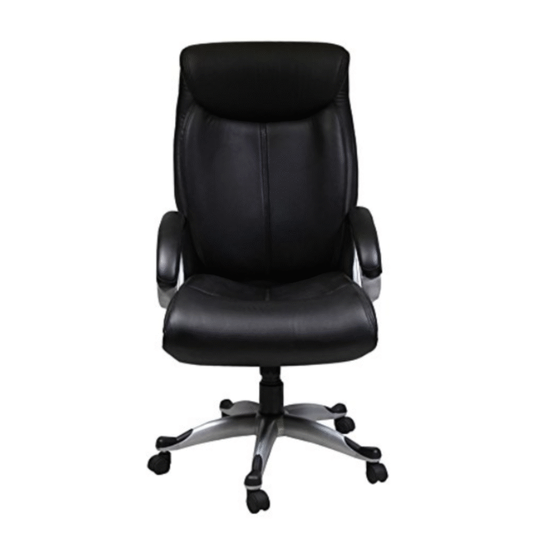 Krishtha Adjustable Home Desk Chair Krishtha Black Leather Swivel Office Chair with Adjustable Height – Solid Back
