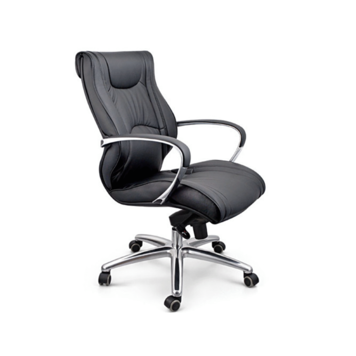 Krishtha Black Executive Revolving Chair Krishtha Black Leatherite Adjustable Office Chair with Fixed Arms – 1-Year Warranty