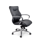 Krishtha Black Executive Revolving Chair Krishtha Black Leatherite Adjustable Office Chair with Fixed Arms – 1-Year Warranty