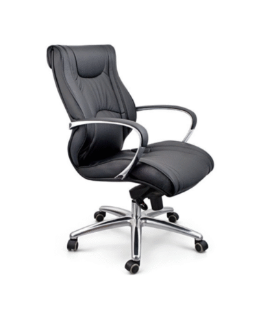 Krishtha Black Executive Revolving Chair Krishtha Black Leatherite Adjustable Office Chair with Fixed Arms – 1-Year Warranty
