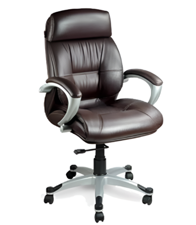 Krishtha Medium Back Brown Rotatable Executive Chair Krishtha STC1053 Medium Back Leather Revolving Office Chair – Brown