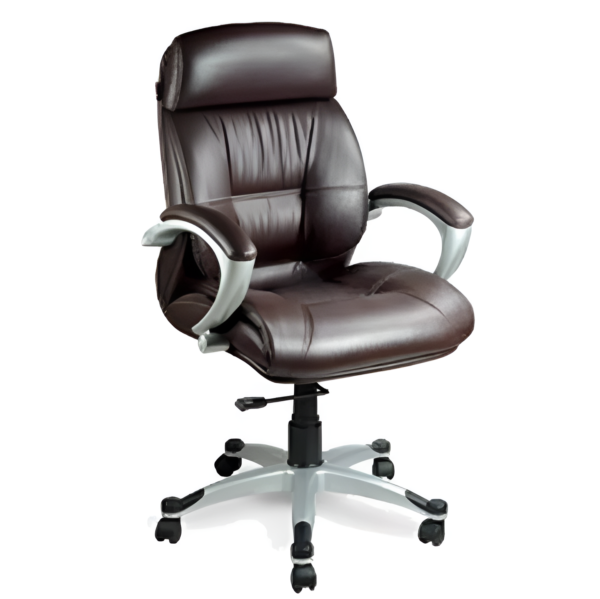 Krishtha Medium Back Brown Rotatable Executive Chair Krishtha STC1053 Medium Back Leather Revolving Office Chair – Brown