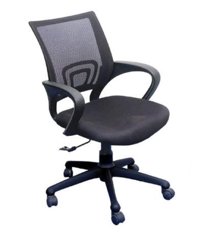 Krishtha Office Desk ChairKrishtha Mid-Back Office Chair – Black, Swivel with Armrest & Rolling Wheels, Metal Base