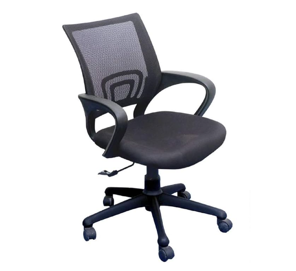 Krishtha Office Desk ChairKrishtha Mid-Back Office Chair – Black, Swivel with Armrest & Rolling Wheels, Metal Base