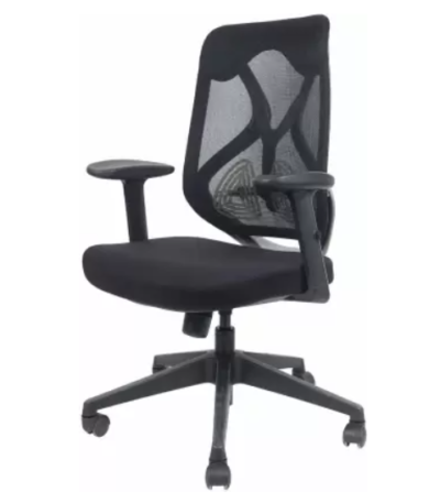Krishtha Nylon Office Adjustable Arm ChairKrishtha STC1094 Mesh Office Chair – Black, Ergonomic Design, Polyester Seat, Stainless Steel Base