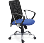 Krishtha Blue & Black Mesh ChairKrishtha STC073 Executive Office Chair – Blue & Black, Genuine Leatherette, Synchro Tilt, Stainless Steel Base