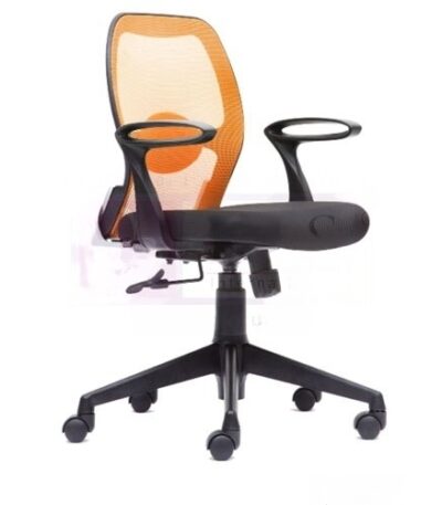 Krishtha Mesh Series Office ChairKrishtha STC1069 Mesh Office Chair – Orange & Black, Polyester Seat, Stainless Steel Base