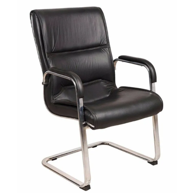 Krishtha Back Support Ergonomic ChairKrishtha Ergonomic Office Chair – Black Faux Leather, Solid Back, Compact Design