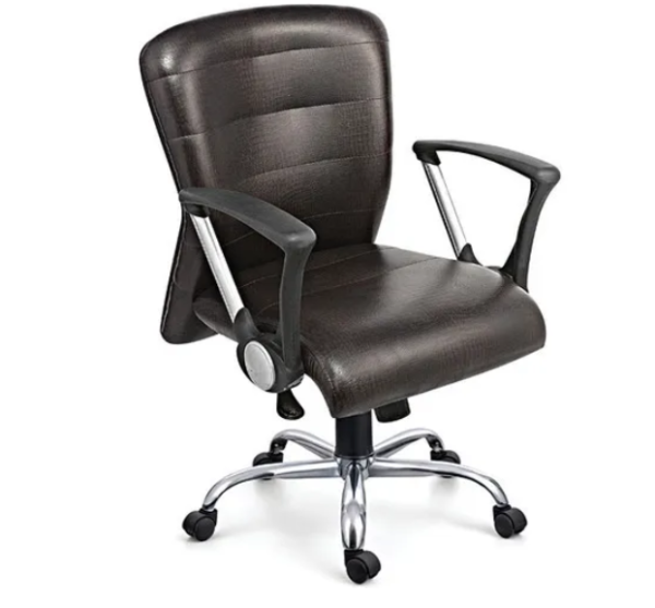 Krishtha Executive ChairsKrishtha Ergonomic Office Chair – Brown Faux Leather, Solid Back, Standard Size