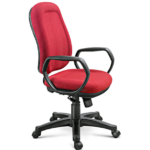 Krishtha Red Office Chair – Faux Leather Seat, Stainless Steel Frame, Adjustable Height, Rolling Base